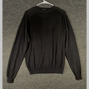 Raffi Mens Black Silk Cashmere Blend Crew Neck Casual Thin Sweater M